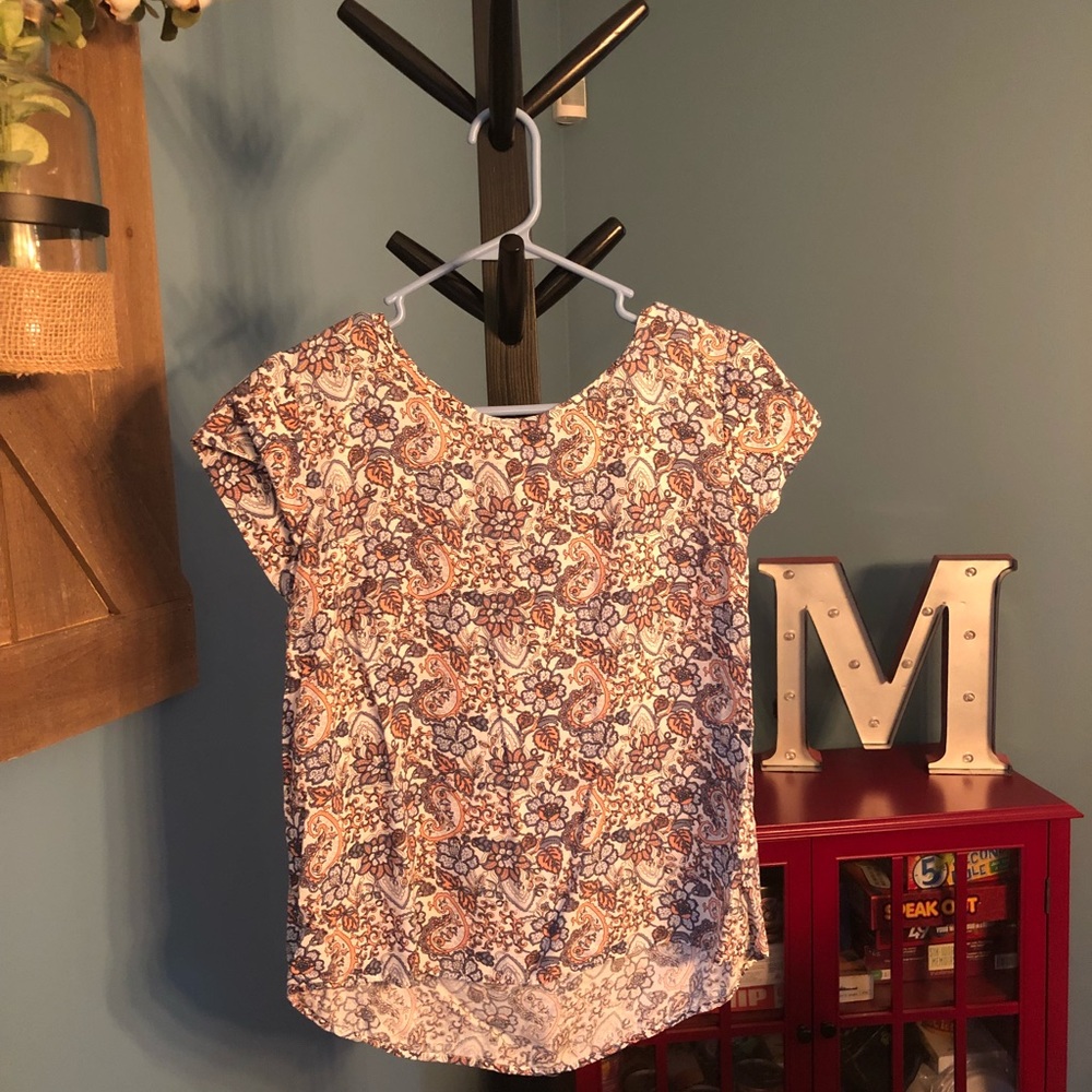 Kenar blue and peach floral dress shirt size large